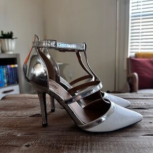 Elegant Silver and White Women's Heels